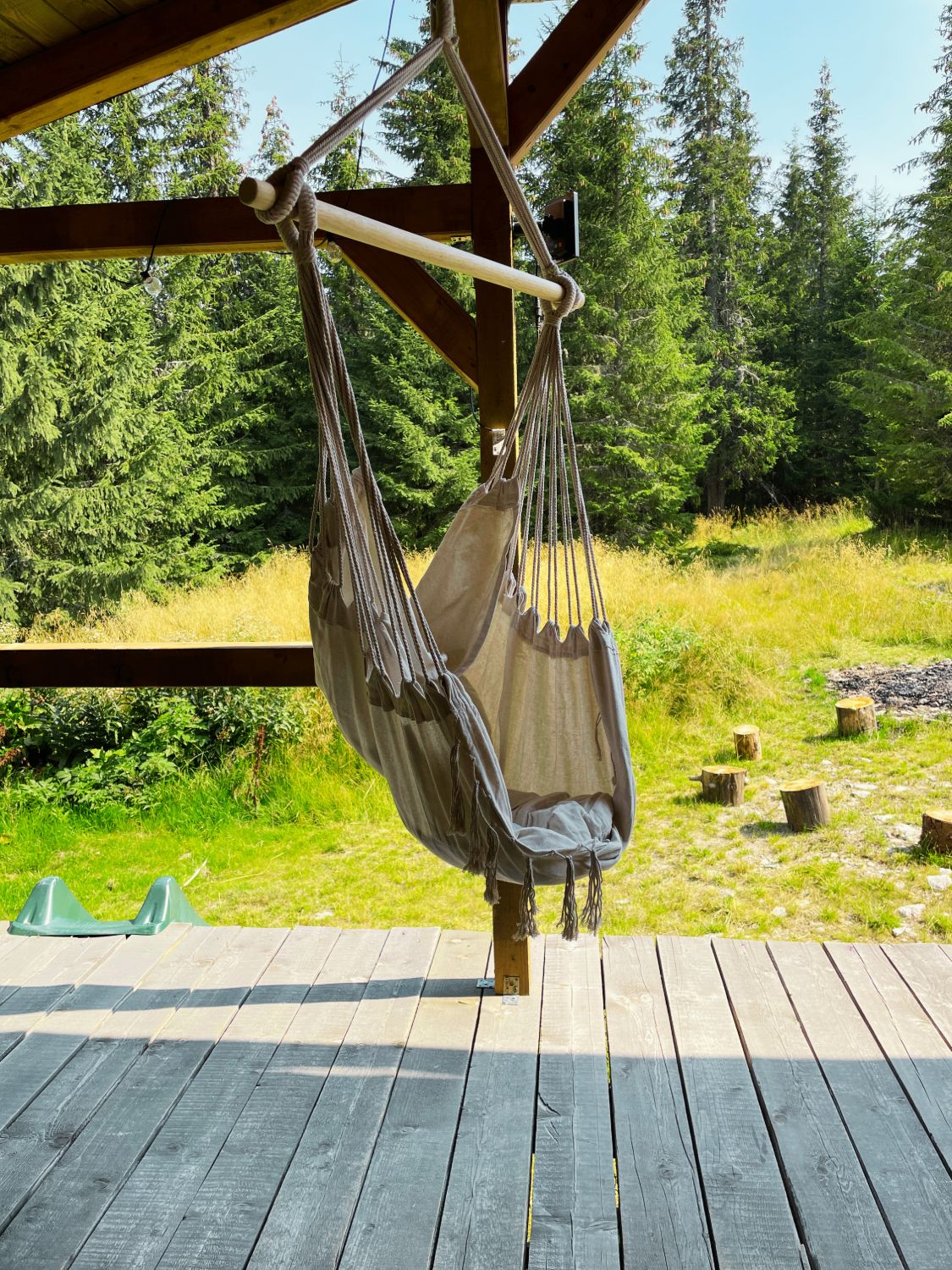 Hanging chair on the terrace